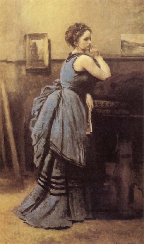 Jean Baptiste Camille  Corot Woman in Blue Norge oil painting art